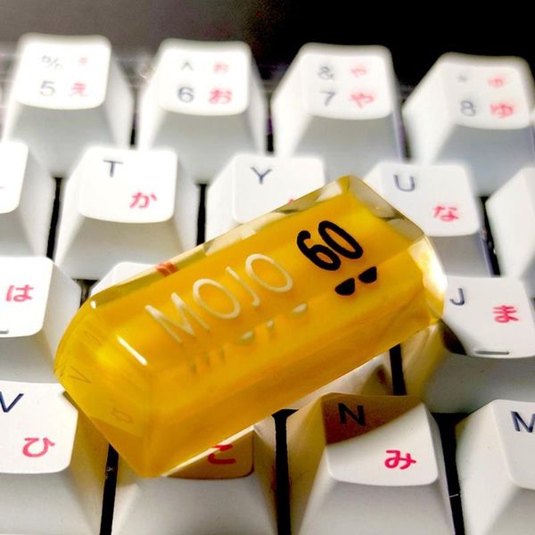 

customized mojo60 design yellow resin backspace keycaps for cherry mx switch mechanical gaming keyboard sa 2.25u return key caps