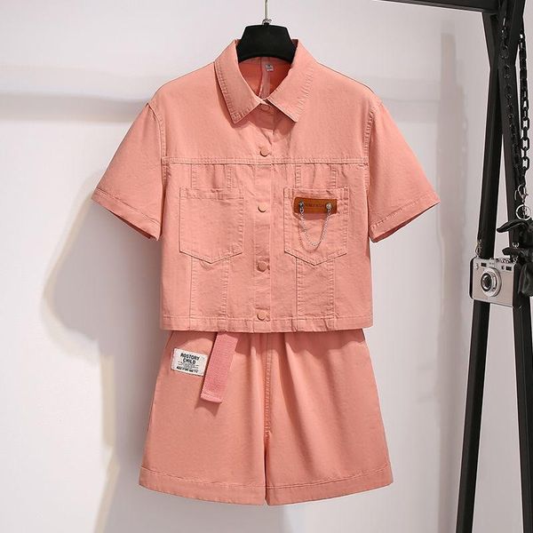

women's tracksuits 2021 summer tooling style short sleeve pants wide leg suit casual thin age reduction two piece, Gray