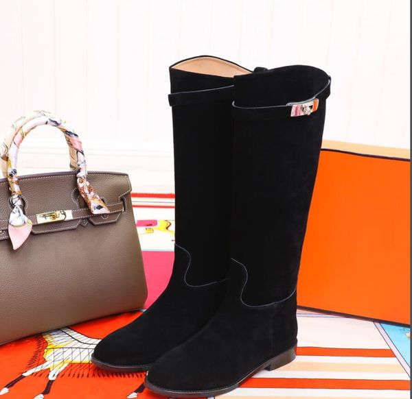 

jumping boot luxury designer women boots classic fashion outdoor leather flat pointed riding bootes, Black