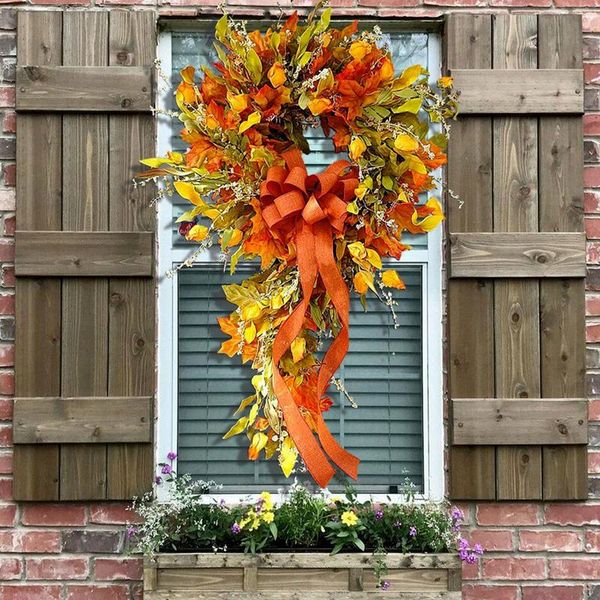 

decorative flowers & wreaths 2021 autumn coloured rattan wreath wall home decoration harvest-festival hanging simulation door
