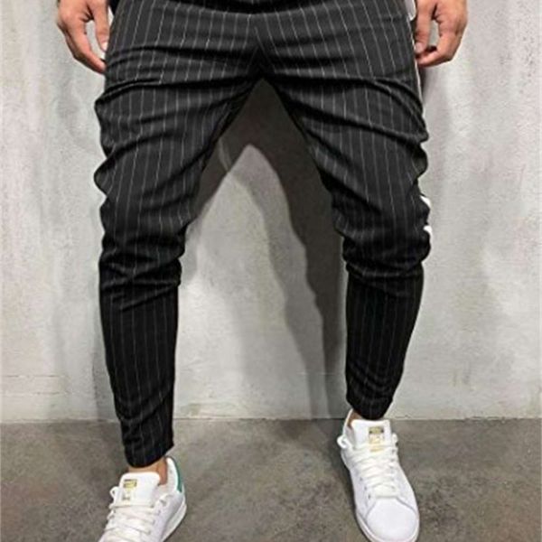 

men's check casual pants in summer of 2019, Black