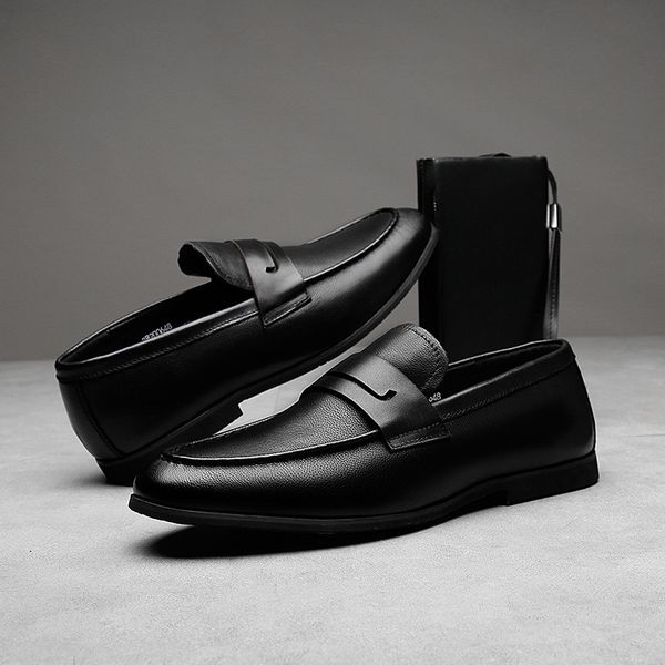 

2021 summer men's leather shoes fashion drs busins casual, Black