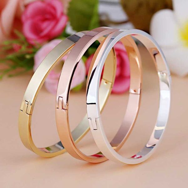 Luxo punhos pulseiras pulgles top cor-de-rosa cor de prata cor de prata casais simples glaze fivela amor p bracelet para mulheres homens q0719