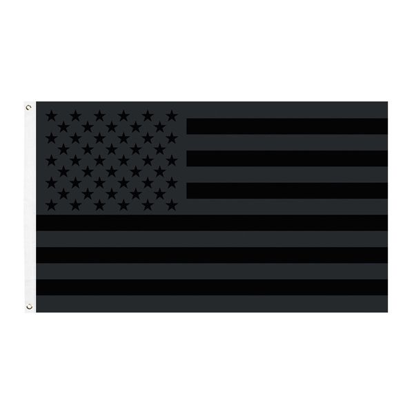 

90*150cm double-thread curling american stars and stripes all black american flag