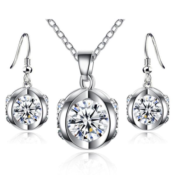 

earrings & necklace cute pumpkin zircon crystal pendant earring set, Silver