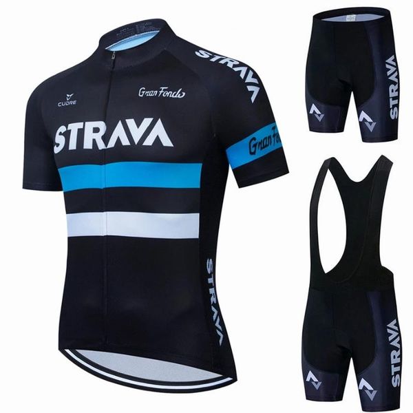 

racing sets strava cycling jersey set mens shorts & bib summer 2021 mountain bike bicycle suit anti-uv team uniform cloth, Black;blue
