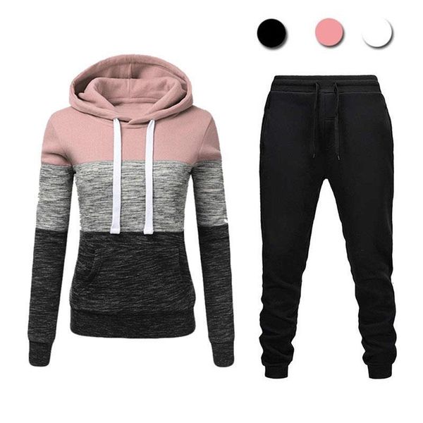 

winter casual tracksuit women 2 piece set hoodies+pants sportwear women's sports suit hooded sweatshirt set female clothes, Gray