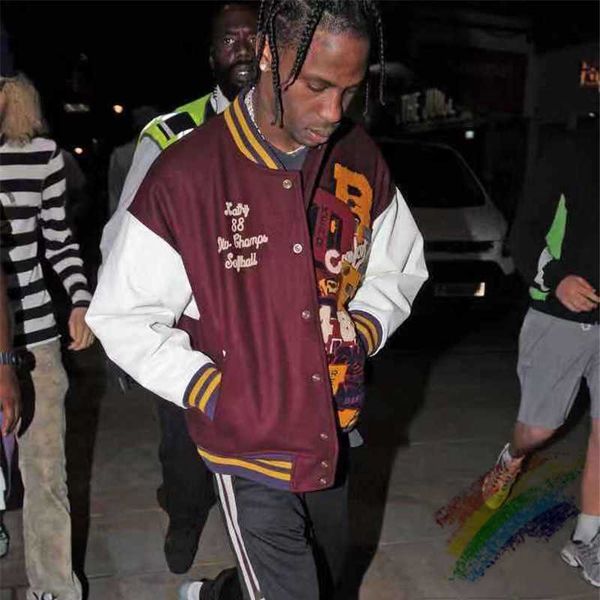 

men's jackets warm fw astroworld travis scott chaos lettered stadium men women 1:1 jacket chaqueta 3bi4 bxbd, Black;brown