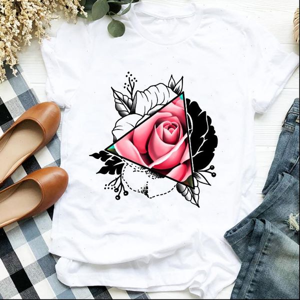 

women lady cartoon flower summer autumn 90s fashion print shirt t tee womens clothes tshirt for female graphic, White