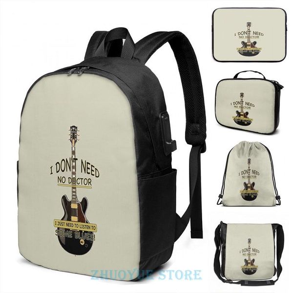 

backpack funny graphic print the blues will never die usb charge men school bags women bag travel laptop