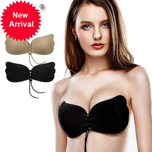 

women self adhesive strapless bandage blackless solid invisible bra stick gel silicone push up women's underwear dropshipping, Red;black