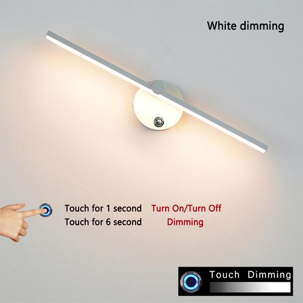 Wandlampen Nordic Einfachheit LED-Lampe Touch-Dimmung 300 ° vor rotierendem Zimmer Bad Dekor Nachttisch Spiegel Loft Regal