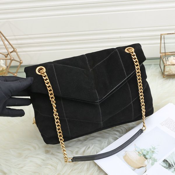 

designer bags loulou puffer black velvet handbags women party luxury shoulder bag gold/black chain