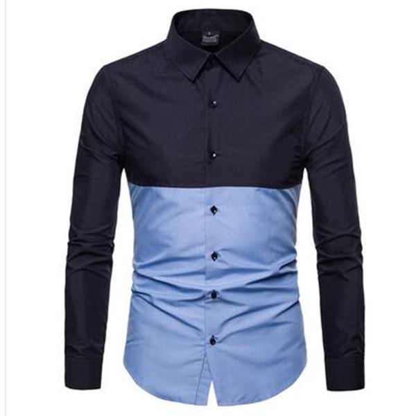 

new men oxford button-down shirt chest pocket smart casual classic contrast standard fit long mouw jurk shirts, White;black
