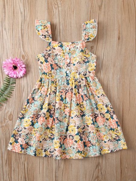 

toddler girls allover floral cami dress she, Red;yellow