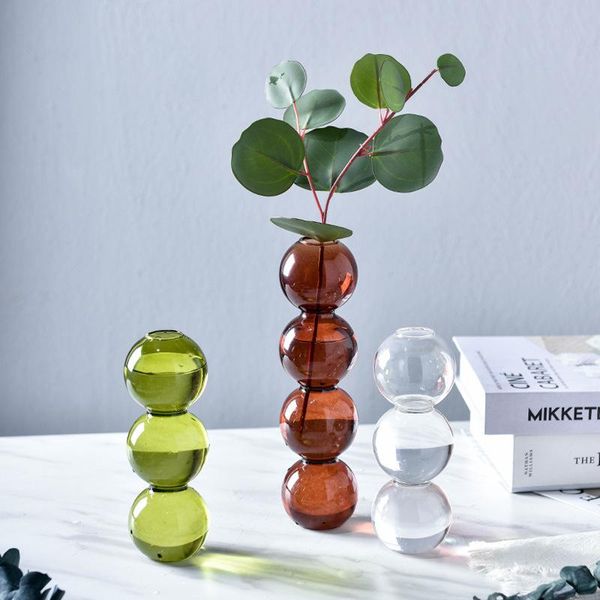 

european creative glass bubble vase flower arrangement hydroponic flowers spherical art flower ornaments vase decoration home