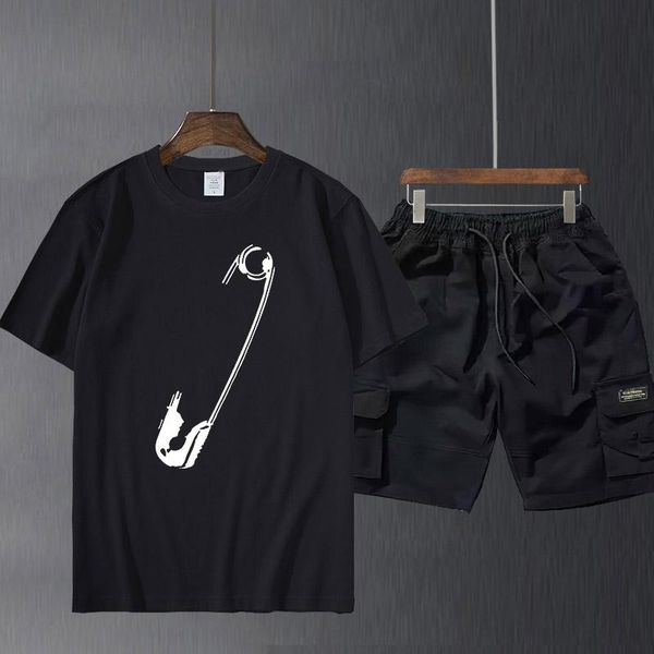 

men's tracksuits men's short sleeve suit pants cotton cool men t shirt casual funny o-neck summer t-shirt tee, Gray