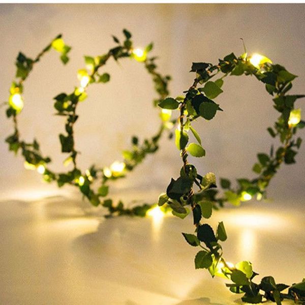 

decorative flowers & wreaths 2 m 20led artificial leaf garland plants vine fake foliage handmade for home decor wedding decoration diy wreat
