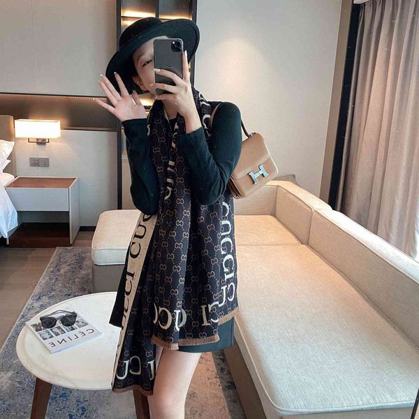 

70% off design office tassel shawl scarf women's autumn and new imitation cashmere korean thickened warm dual-purpose bib ry1h, Blue;gray