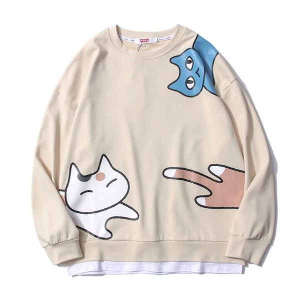 

men's hoodies & sweatshirts 2021 funny puppy printed pullover fake two hip hop long sleeve harajuku sweatshirt clothing w1825, Black