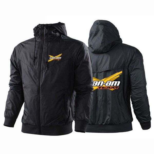 

men's hoodies & sweatshirts 2021 man can-am brp logo harajuku windbreaker solid zipper coats print jackets sport hooded, Black