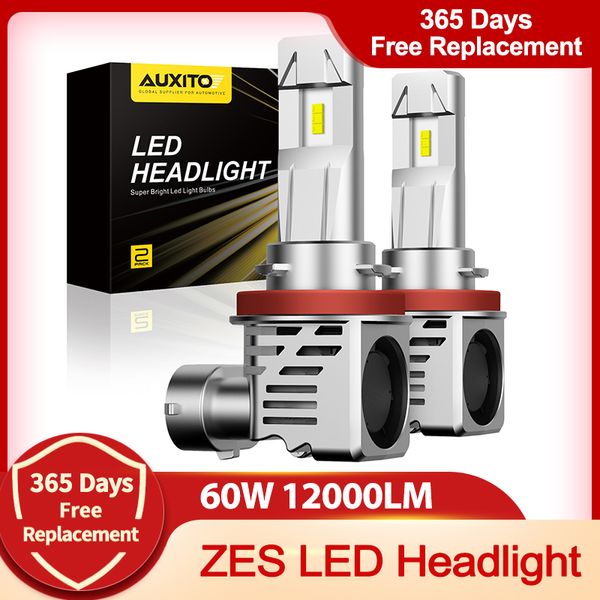 AUXITO Mini H4 Led H7 H11 ZES 6500K 12000LM 60W 9003 H9 H8 LED HB3 9005 9006 HB4 Auto Lampadina Del Faro WireleAuto Lampada 12V 24V