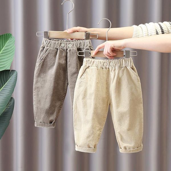 

trousers 2021 autumn soild elastic waist corduroy pants for boys loose harem kids clothes cargo 4 colors leggings, Blue