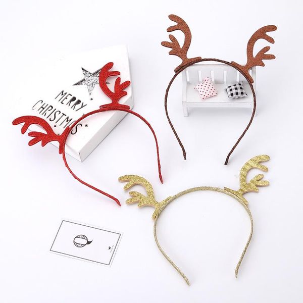 

hair clips & barrettes classic cute antler headband accessories for women shiny golden christmas sweet red holiday jewelry wholesale, Golden;silver