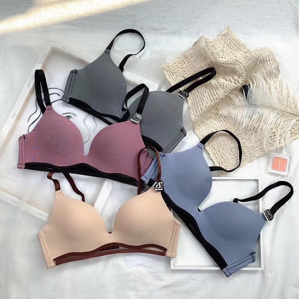 

bras women deep v seamless lingerie wirebralette thin 3/4 cup push up brasserie female comfort underwear intimates #f, Red;black