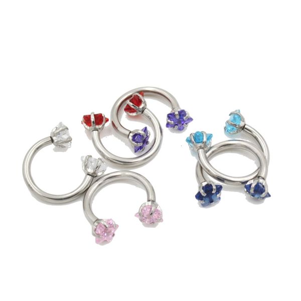 

4mm pentagram zircon horseshoe rod human body puncture c stainless steel star eyebrow ring