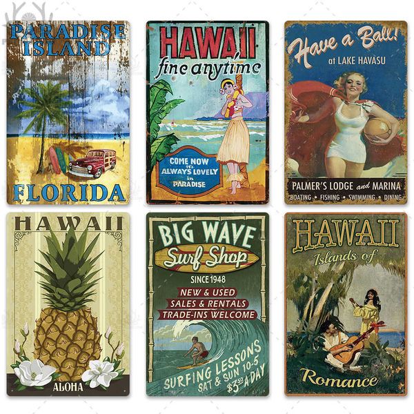 

retro tin plaque vintage summer wall decor for beach bar house seaside decorative metal sign
