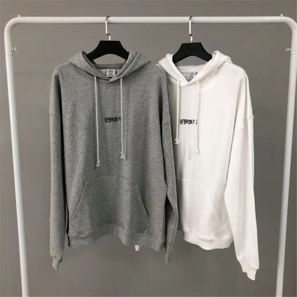 

2021 new classic casual loose vetements hoodie men women embroidery cotton sweatshirts big tag reverse letters vtm pullovers ls7w, Black