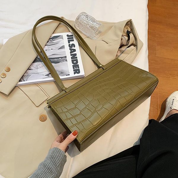 

evening bags crocodile pattern large armpit bag 2021 fashion pu leather women's designer handbag capacity shoulder