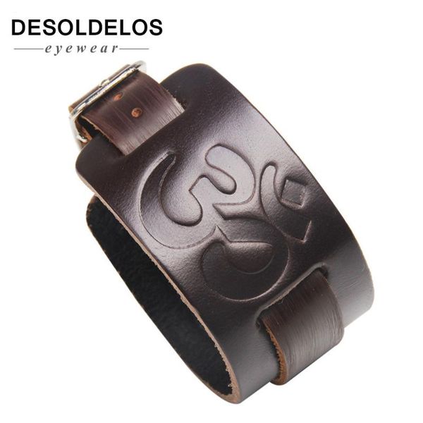 

charm bracelets 2021 male punk eagle leather bracelet men vintage rock style black brown imprint wide bangles jewelry gift, Golden;silver