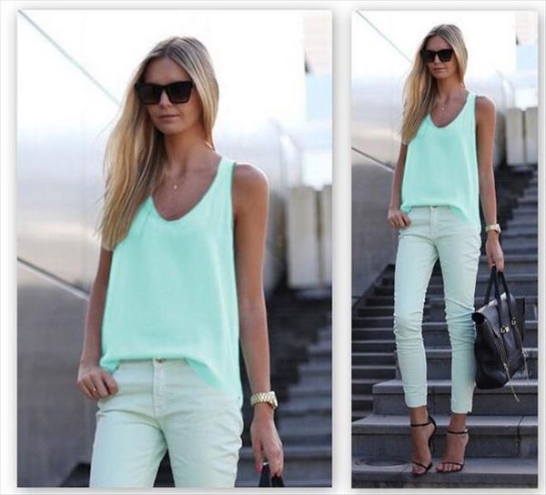 

new women summer casual tank sleeveless chiffon loose vest tee shirt selling plus size s xxxl 2021, White