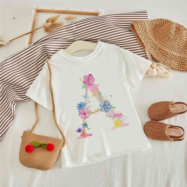 

toddler clothes t shirt fashion pink alphabet girls harajuku retro boy flowers element nice round neck kids, Blue