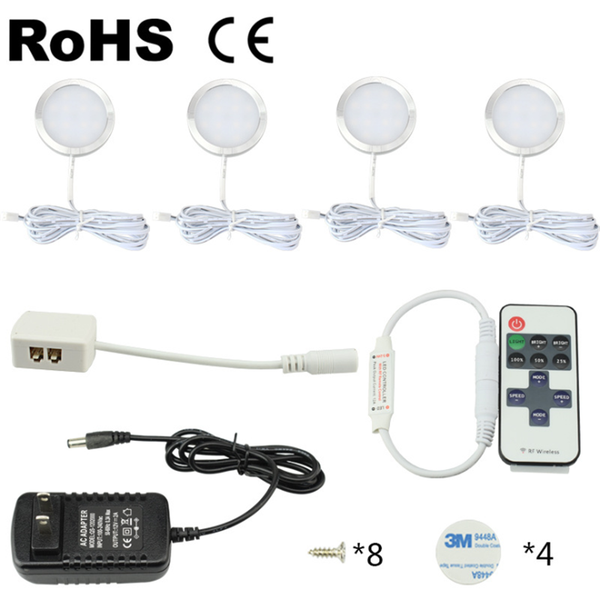 

2.5w/pcs wireless led cabinet lamp set smart lighting ac85-265v dimmable 3/4/6/8pcs spotlights led kitchen counter lighting