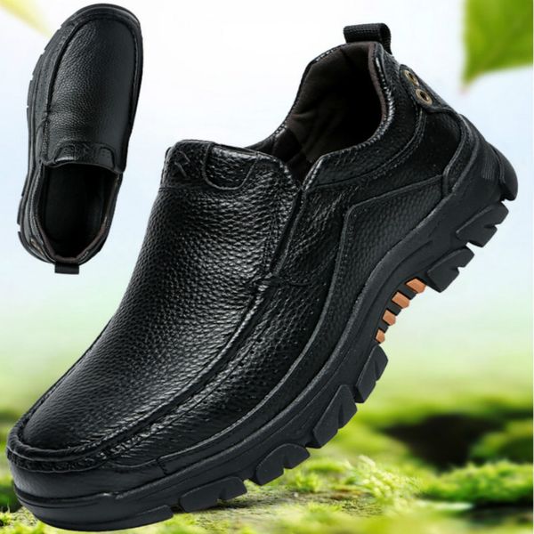 

busins drs sho 2021 cowhide large casual men's british office leather men's, Black