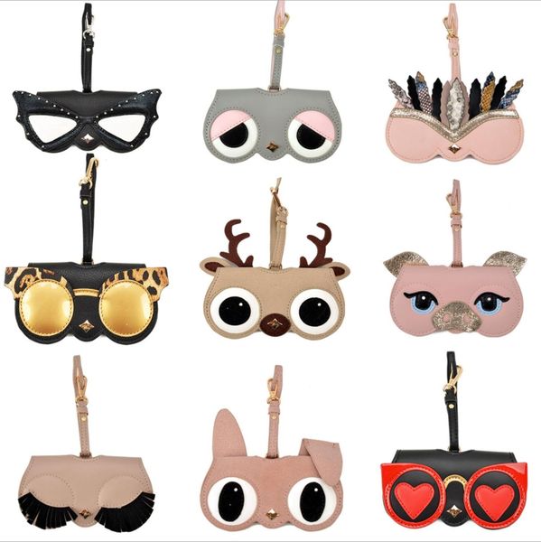 

cartoon high pu leather glasses bag multi-function eyeglasses case women sunglasses storage protection cute glasses cover