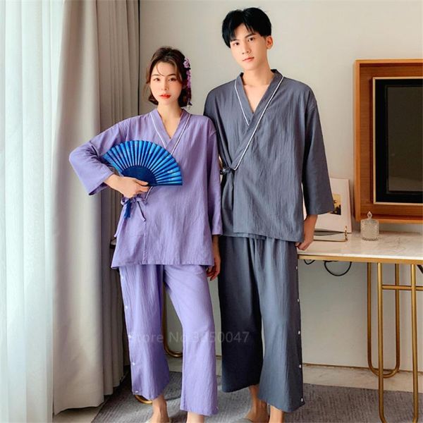 

ethnic clothing yukata japanese style kimono clothes pajamas bathrobe homeware cotton set fashion sleep for couple summer, Red