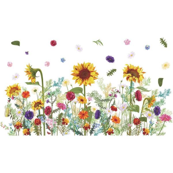 

wall stickers grass green sunflower bush baseboard sticker tropical home