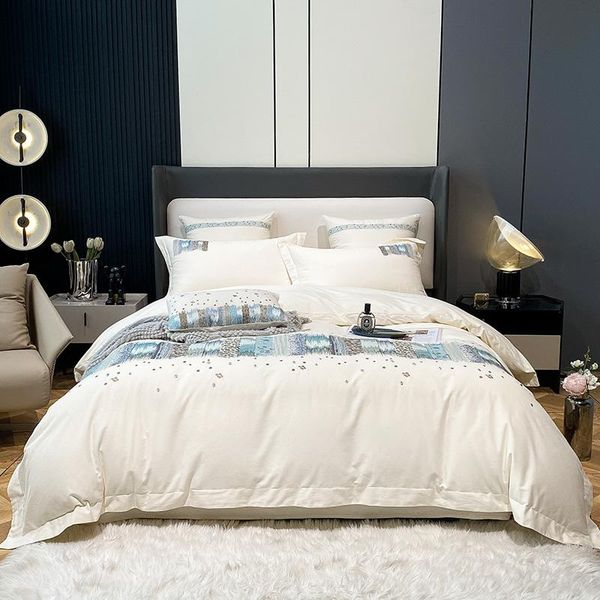 

bedding sets autumn winter thicken brushed 100% cotton embroidery 4pcs set quilt/duvet cover bed linen fitted sheet pillowcases