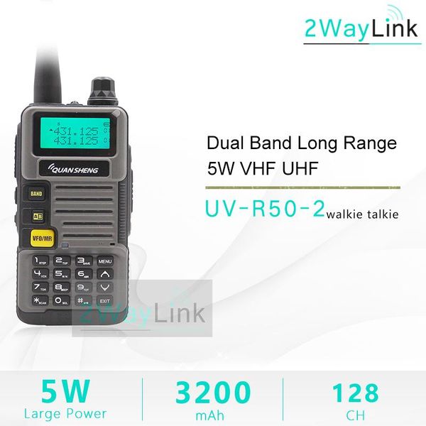 

walkie talkie quansheng uv-r50-2 uhf vhf 5w two-way radio 3200mah portable ham tg-uvr50