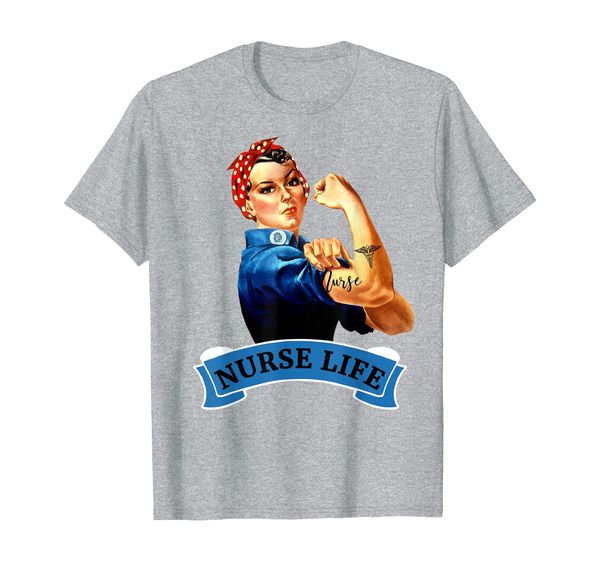

rosie the riveter vintage retro nurse life t shirt rn gift, White;black