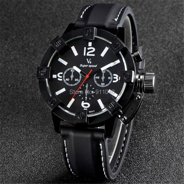 

wristwatches 2021 authentic v6 brand sports watches silicone strap quartz army military 5 colour available wholesale, Slivery;brown