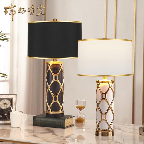 

luxury post modern golden and black ceremic table lamps bedside lamp for bedroom living room european home decoration