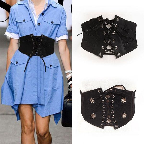 

belts elastic zipper waistband lace tie belt waist seal eyelet waistbelts girdle retro decorative cummerband punk hip hop, Black;brown