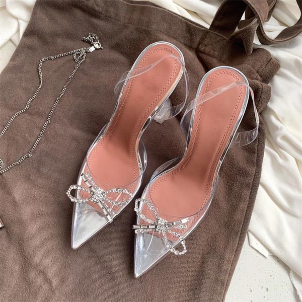 

sandals 2021 transparent shoes flower rhinestone slingbacks ladies zapato transparente florewomen high heels summer pvc, Black