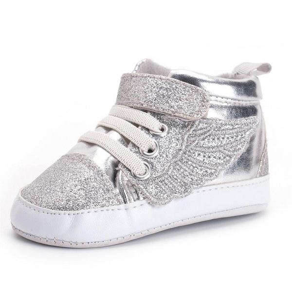 

first walkers baby shoes soft soled silver wings toddler spring glitter infant