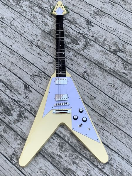 

custom 70s flying v electric guitar, bone nut, wrap around bridge